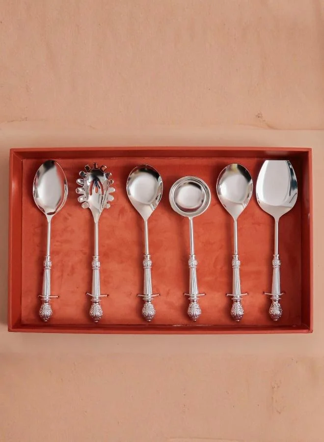 Casa Quesera  ELARA Signature Silver-Finish Serving Spoon Set for Elevated Table Serving  | Best Price UAE